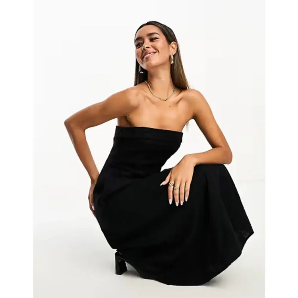 Abercrombie & Fitch Black Strapless Midi Dress - Picture 2 of 7